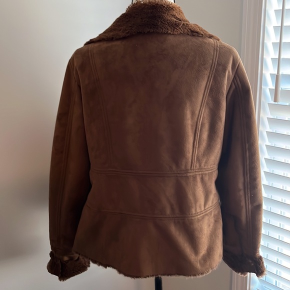 COLDWATER CREEK Faux Suede Faux Fur Lining Coat Jacket - Picture 7 of 8